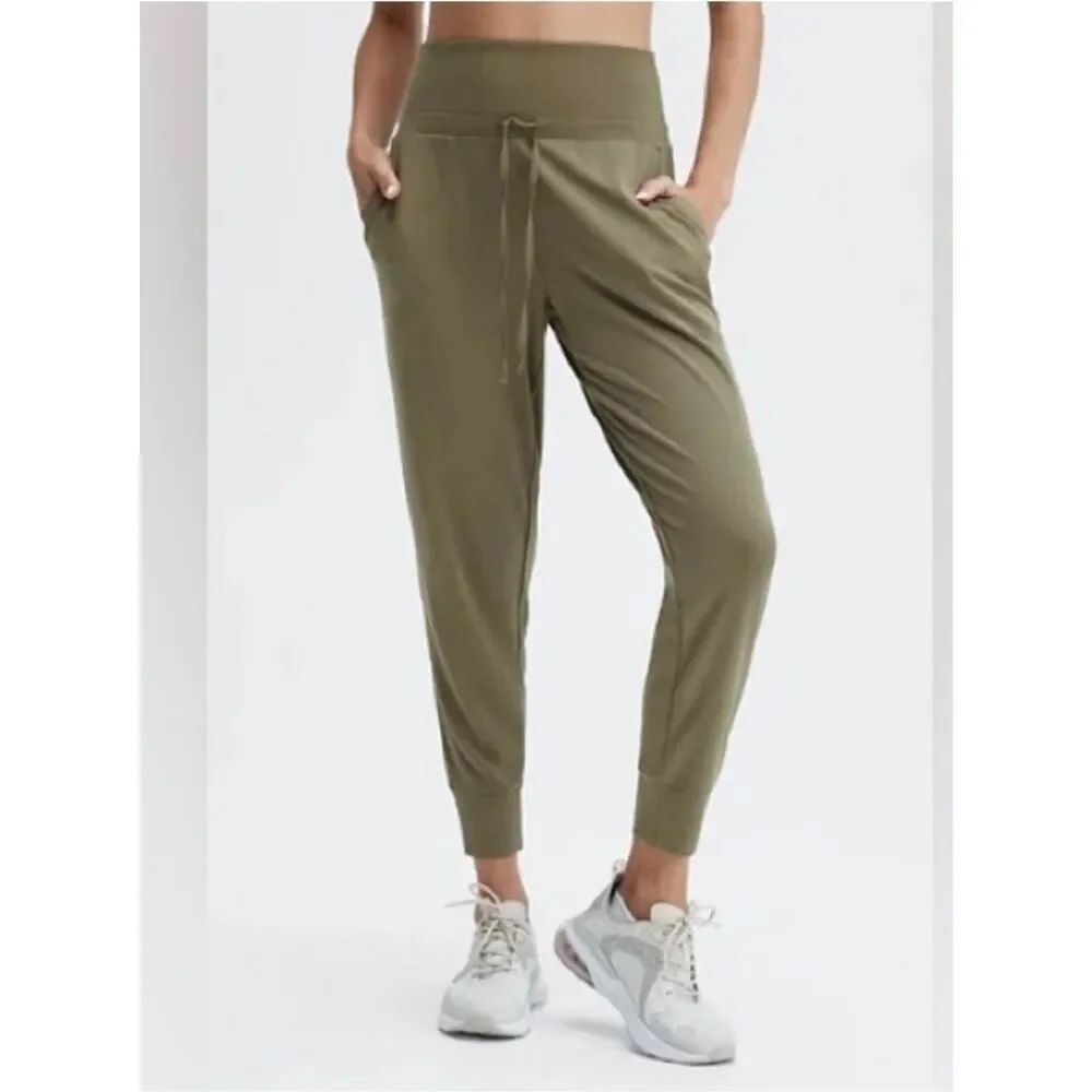 Fabletics MAJ Sleek Knit Jogger Pant II Sz XL Olive Green Lounge Yoga Athleisure